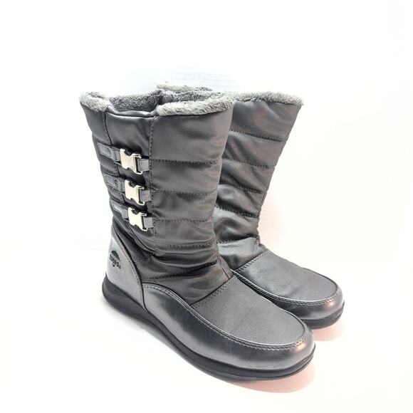 Totes Side Buckle Rain/Snow Boots Faux Fur Lined Women's Size 7 Gray - Picture 1 of 7